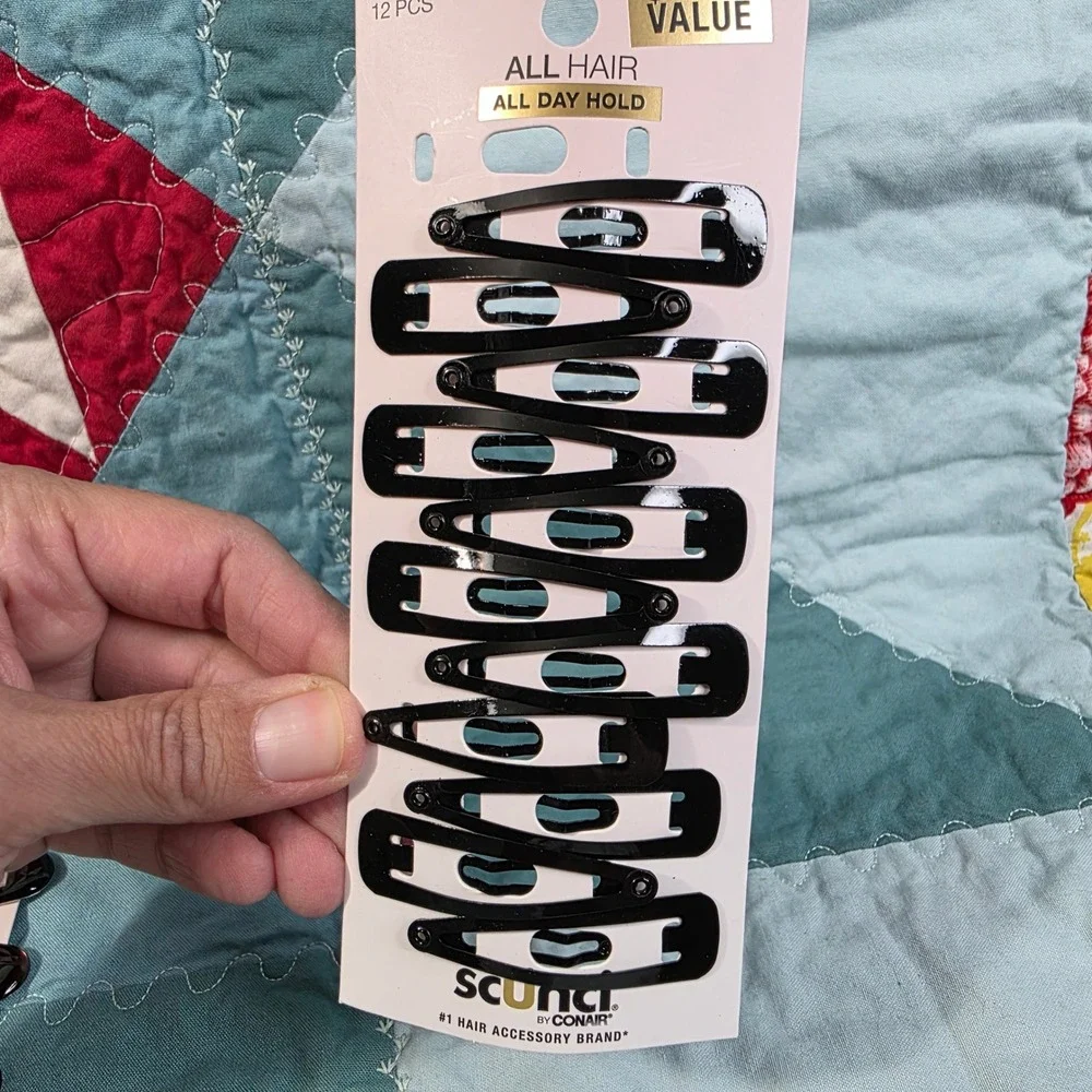 Scunci Snap Hair Clips 15 Piece Set Black Tortoise No-Slip Grip Sm/Lg 2